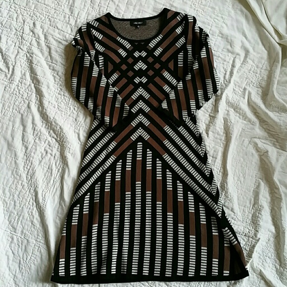 Nine West Dresses & Skirts - Nine West Black, Brown, Off-white Abstract Dress